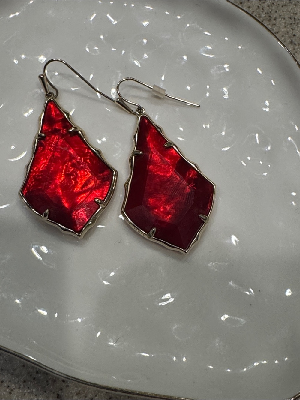 Kendra Scott Ruby Red Irregular Drop Earrings
